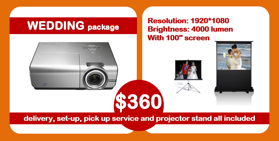 new wedding projector package hire Sydney 360 deal