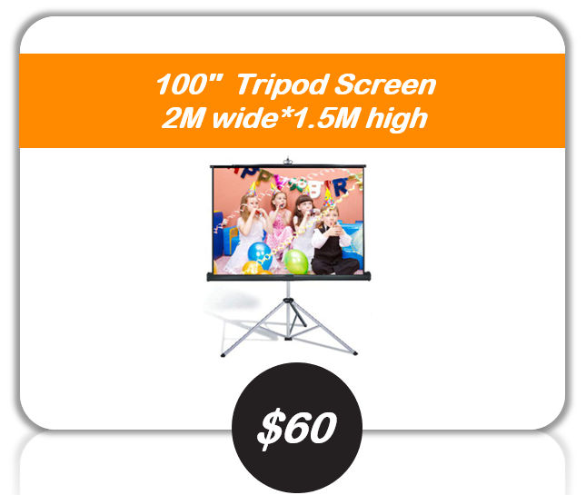 100 inch tripod screen hire Sydney