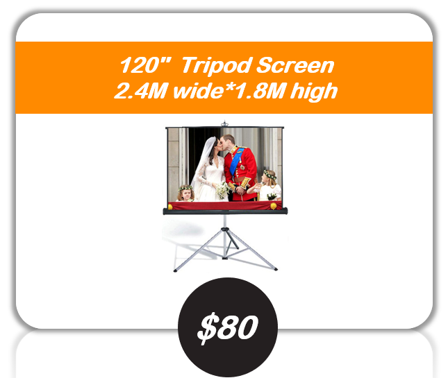 120 inch tripod screen hire Sydney