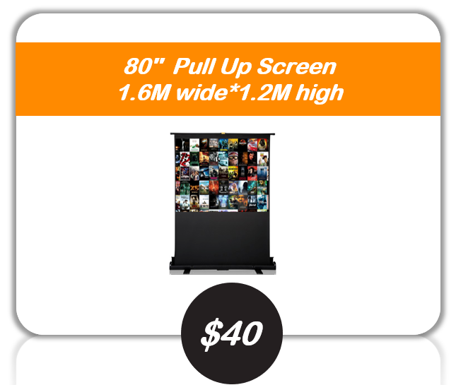 80 inch pull up screen hire Sydney